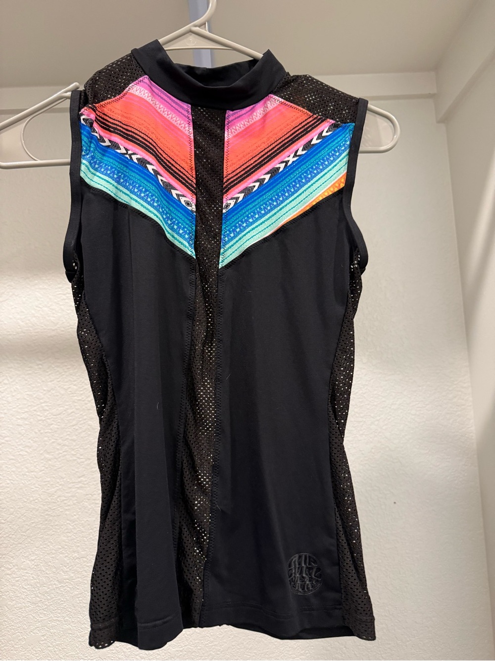 Rip Curl Women's Black Sleeveless Surf Tank with Rainbow Chevron Detail